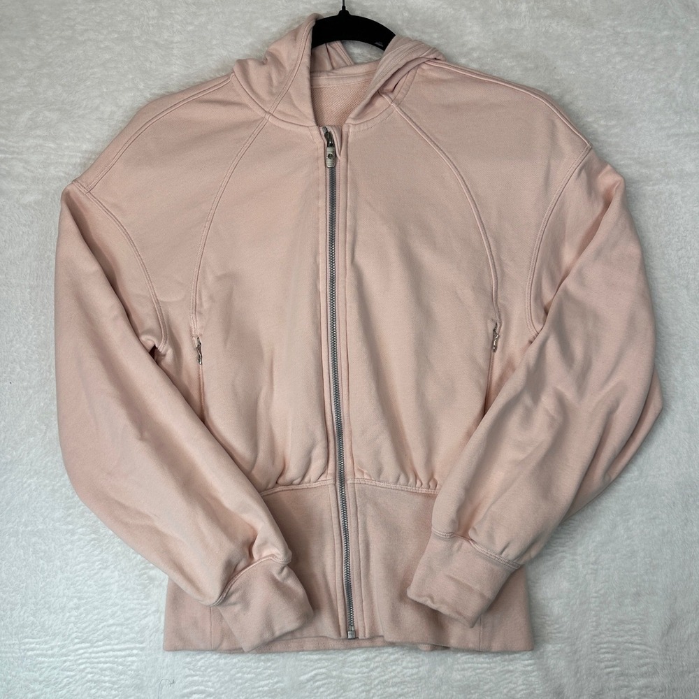 Lululemon Scuba Full Zip Hoodie Women Size 2 Pink Cinched Waist Fleece